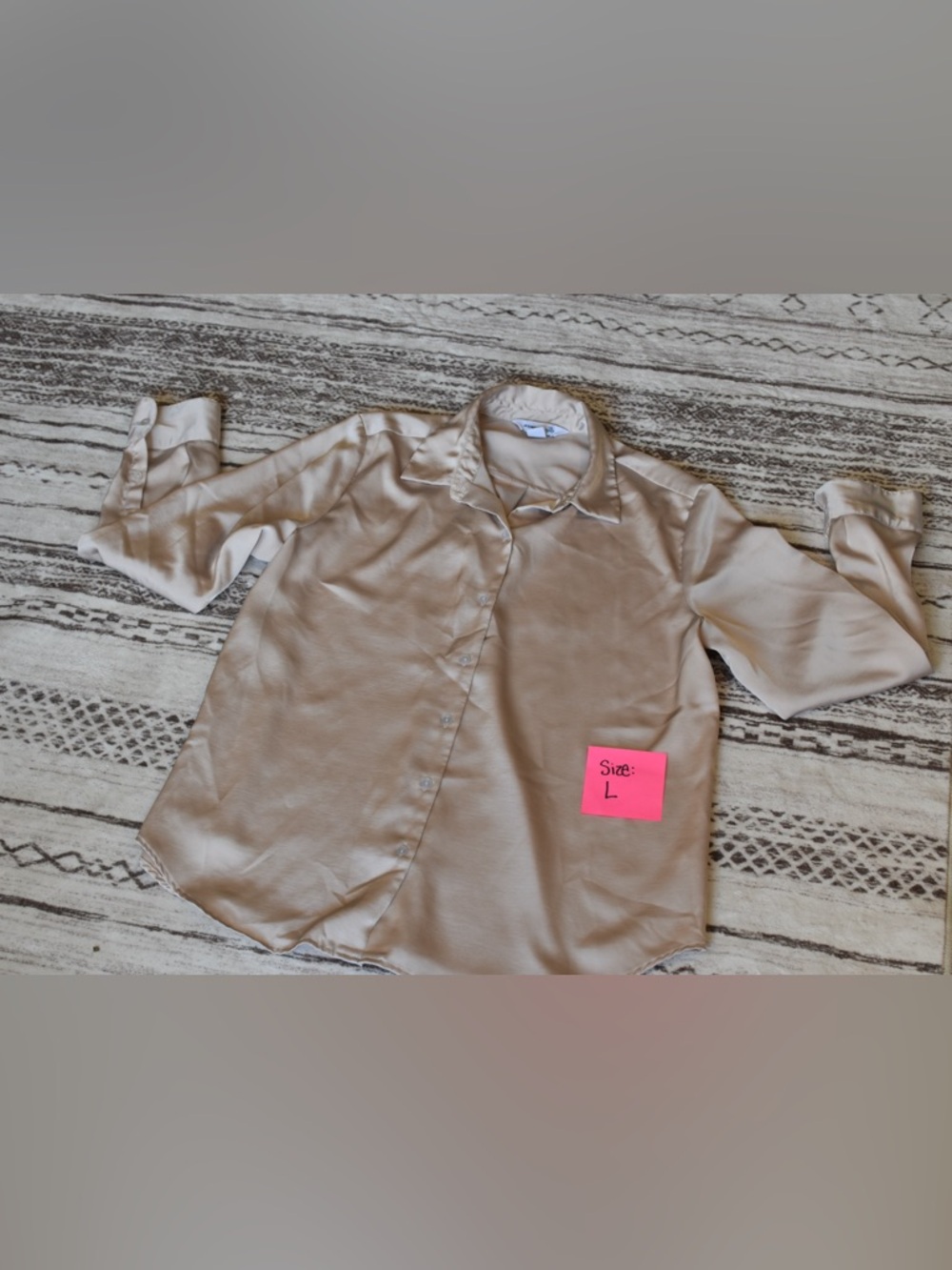 Old Navy Beige Satin Button-Down Shirt